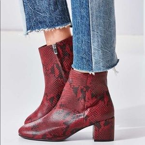 Red Snakeskin Ankle Boots